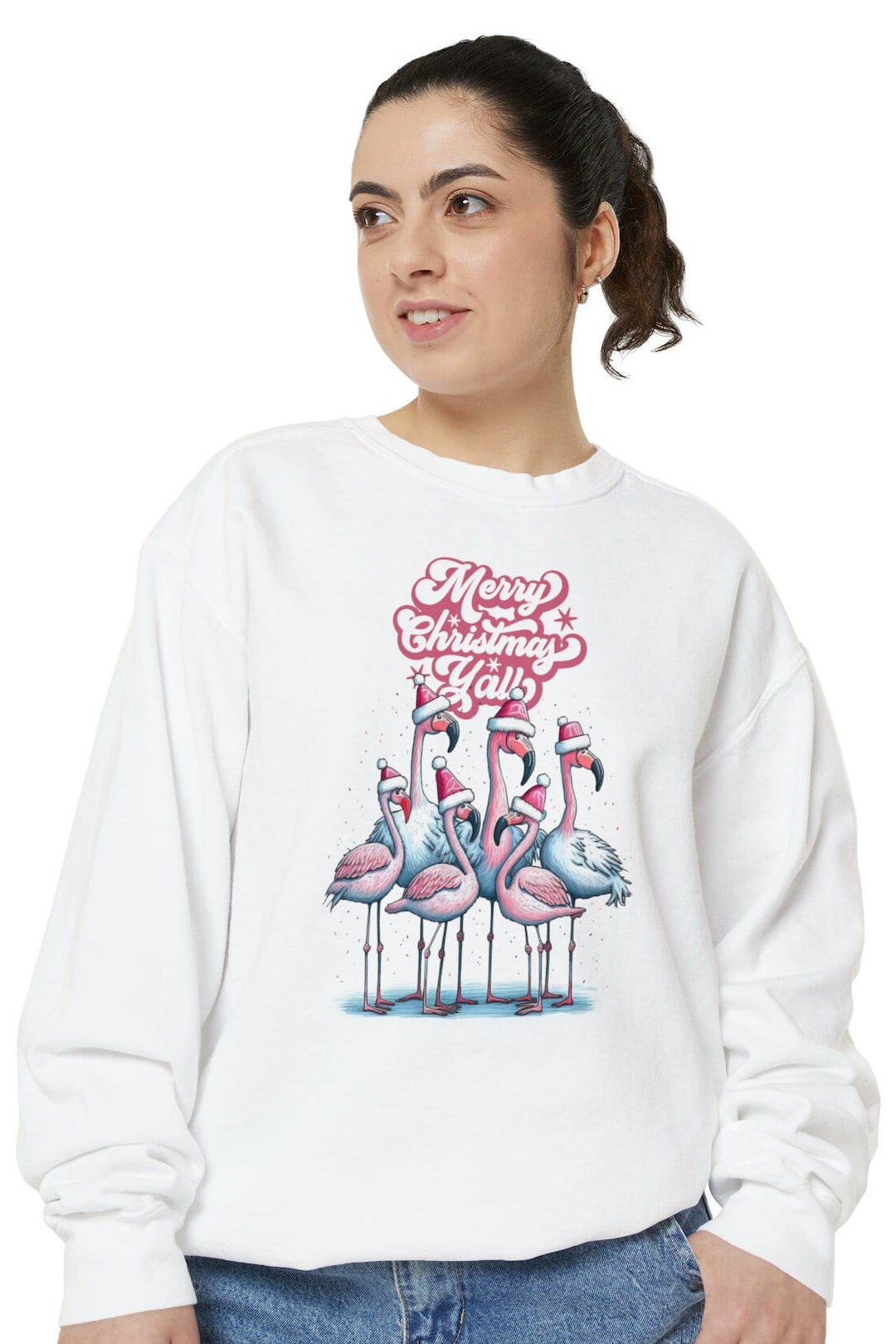 Pink Flamingo Christmas Sweater Merry Christmas Sweater Etsy