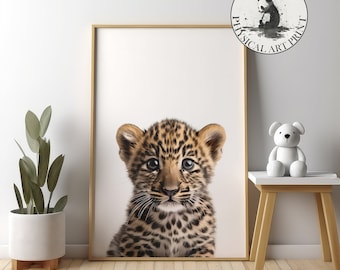 Baby Jaguar Wall Art - PHYSICAL PRINT , Animal Illustration, Nursery Wall Decor, Infant Nursery Art, Matte Poster
