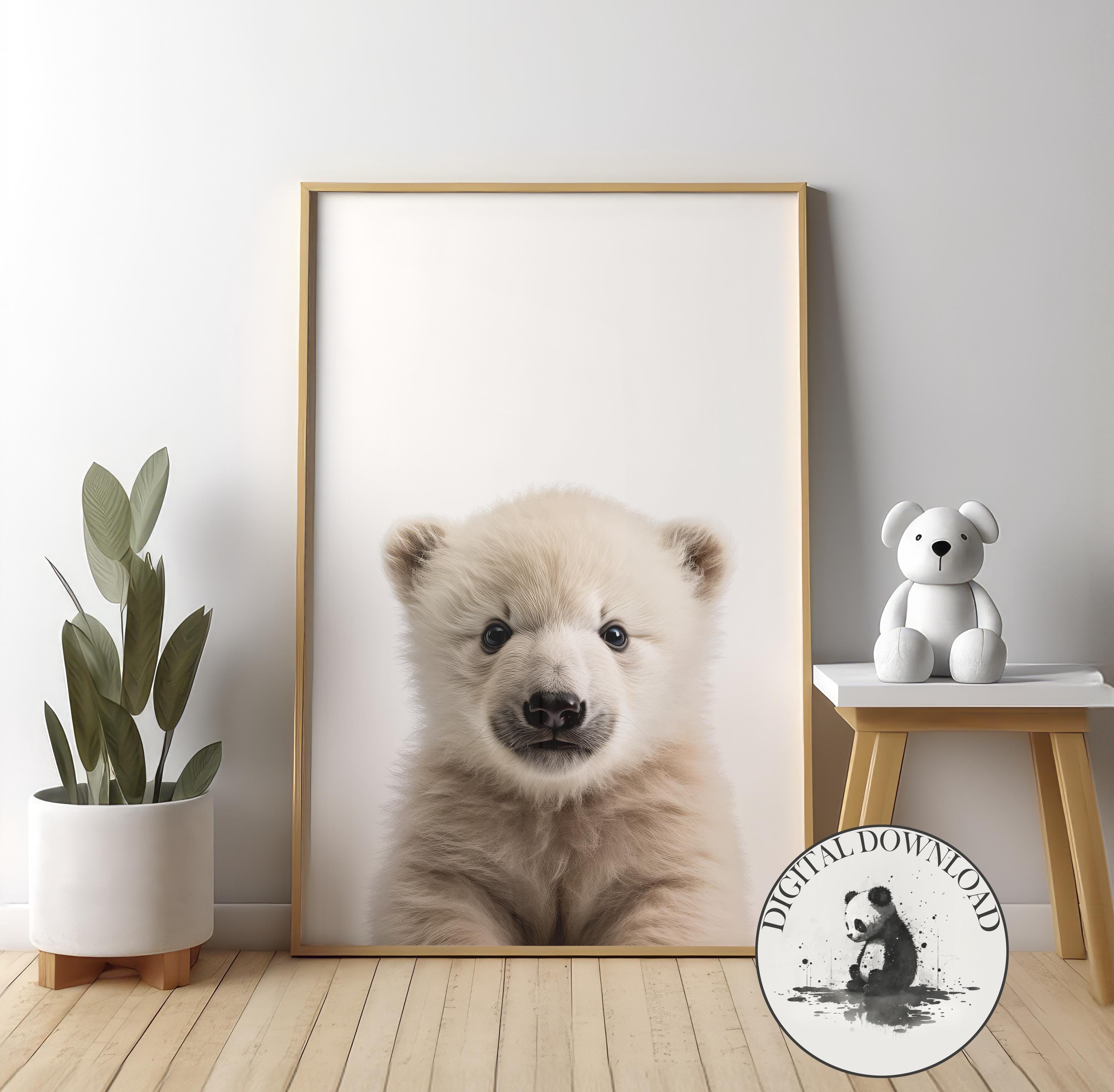 Baby Polar Bear Wall Art  - DIGITAL DOWNLOAD, Cute Baby Polar Bear Illustration, Infant Nursery Decor, Ink Drawing, PRINTABLE Art