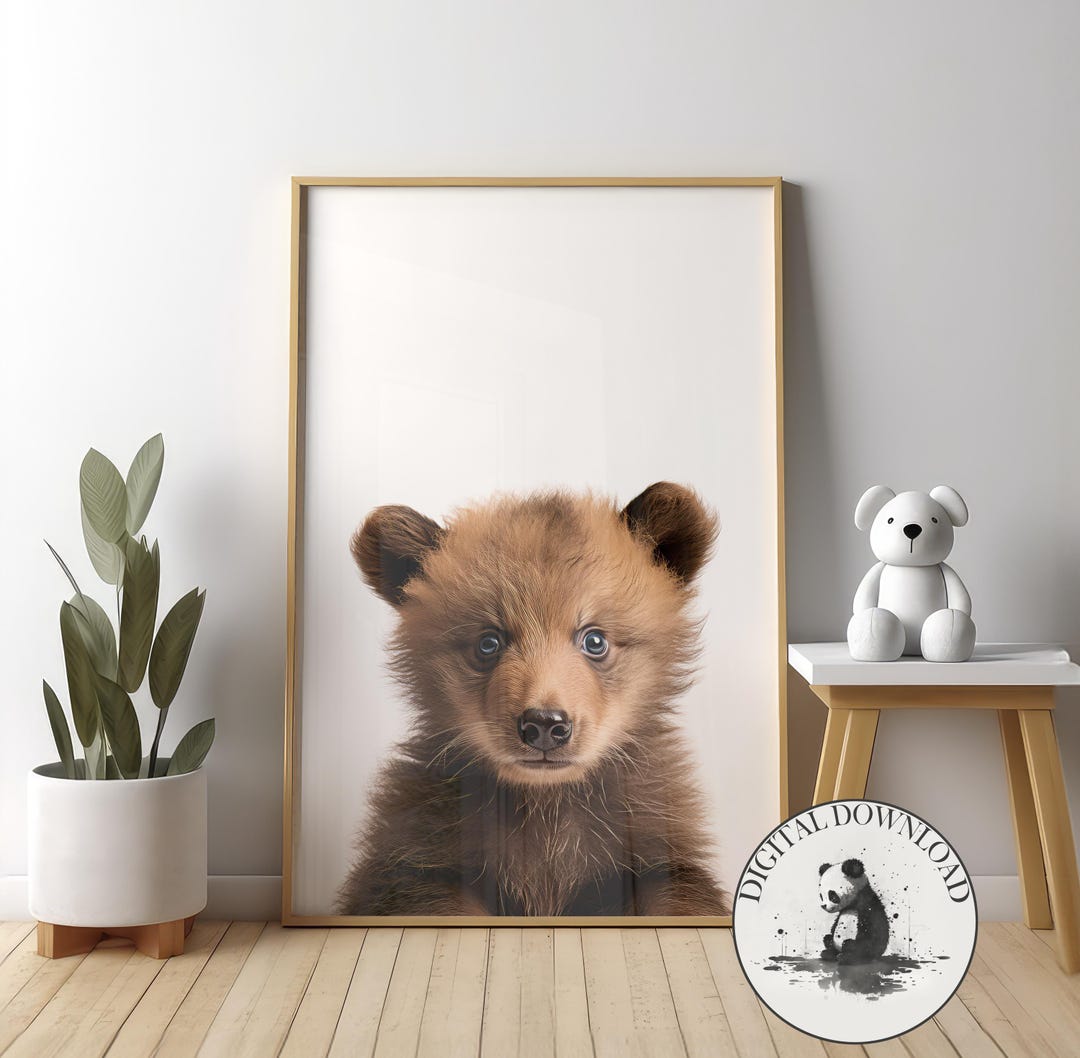 Baby Brown Bear Wall Art - DIGITAL DOWNLOAD, Cute Baby Brown Bear ...