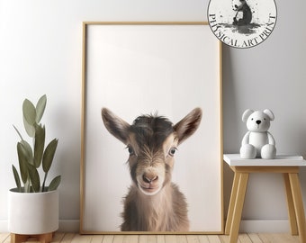 Decoración de pared infantil con diseño de cabras, regalo para baby shower, impresión física.
