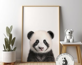 Panda Bear - DIGITAL DOWNLOAD, Cute Black Cat Illustration, Infant Nursary Decor, Ink Drawing, PRINTABLE Art