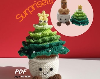 Funny Christmas Tree Crochet Pattern, Surprise Gift (PDF Pattern)