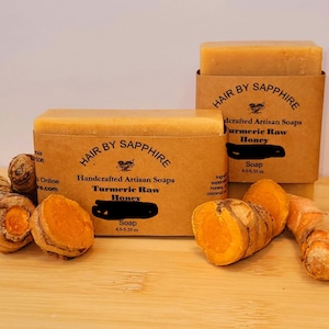 Turmeric Soap with Raw Honey - Body, Skin, Face Wash, Face cleanser, Gentle Bar For Face And Body, Cold processed, Organic Turmeric