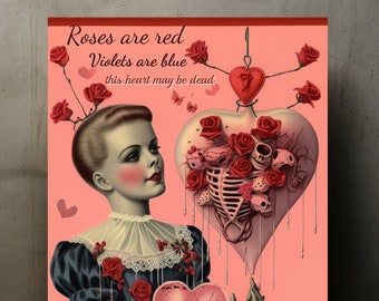 Greeting card, Valentine's Card, Dark Humor, Dark Academia, Goth, Vintage Inspired