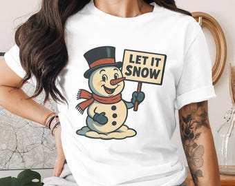 Pupazzo di neve retrò in formato PNG, Let it Snow Clipart, Pupazzo di neve vintage in formato PNG, Pupazzo di neve invernale in formato PNG, Sublimazione natalizia, Download digitale, Design per maglietta con pupazzo di neve