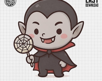 Cute Vampire PNG, Cartoon Dracula, Halloween Png, Vampire Clipart, Vampire Sublimation, Digital Download, Spooky Design