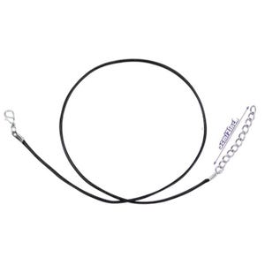 May include: A black leather cord necklace with a silver lobster clasp and a silver extension chain. The chain is 3cm/1.2 inches long.