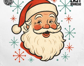 Retro Weihnachtsmann PNG, niedliche Weihnachtsmann Clipart, Vintage Weihnachtsmann Png, Weihnachts Png, Weihnachtsmann Sublimation, digitaler Download, Festliches Weihnachtsdesign