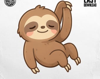 Lindo perezoso PNG, imágenes prediseñadas de perezoso de dibujos animados, perezoso perezoso PNG, amante de los perezosos PNG, sublimación de animales, descarga digital