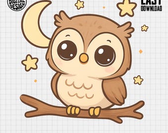 水彩フクロウPNGバンドル、バンビフレンズデザイン（デジタル