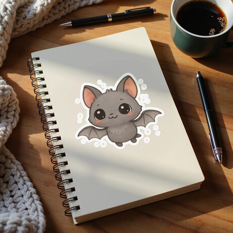 Bat Notebook Cute Bat Png, Kawaii Bat Clipart, Spooky Cute Png, Halloween Bat ...