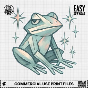 2 FILE BUNDLE Cool Frog PNG, Grumpy Frog Clipart, Aesthetic Frog Png, Star Frog Sublimation, Funny Frog, Digital Download, Printable Design