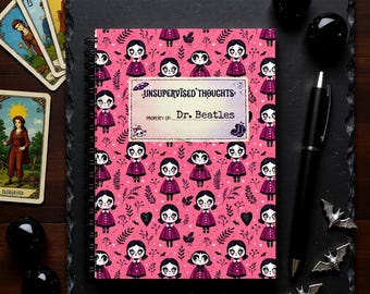 Diario personalizado, regalo gótico caprichoso, cuaderno personalizado lindo y espeluznante, escritor de la academia oscura, notas de estética alternativa espeluznante