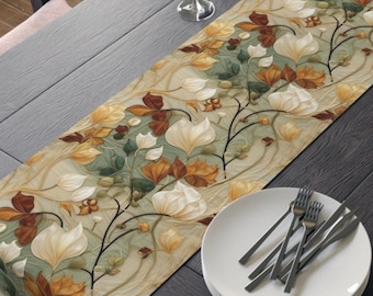 Botanical Table Runner Aesthetic Table Decor Autumn Gift for New Home Owner