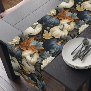 Navy Pumpkins Table Runner Autumn Decor Harvest Decor Fall Dining Decor Thanksgiving Decor Fall Table Runner Fall Decor Autumn Table Runner