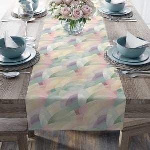 Decorative Easter Table Runner, Pastel Abstract Art, Spring Kitchen Decoration, Dining Room Decor, Useful Gift for Table Setting