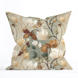 Decorative Botanical Pillow Cover Embroidery Style Aesthetic Fall Throw Pillows Autumn Floral Thanksgiving Decor Useful Gift