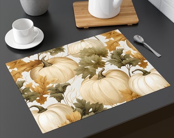 Cream Pumpkins Cloth Placemat 1 pc Thanksgiving Placemat Fall Table Setting Autumn Placemat Dining Room Decor Fall Placemat Accent Mat