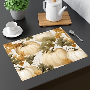 Cream Pumpkins Cloth Placemat 1 pc Thanksgiving Placemat Fall Table Setting Autumn Placemat Dining Room Decor Fall Placemat Accent Mat
