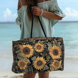 Sunflower Weekender Travel Bag for Women Beach Getaway Tote for Overnight Trips Summer Vacations Shopping Days Birthday Gift for Her
