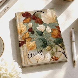 Personalized Floral Hardcover Journal: Botanical Sage Green Writing Notebook