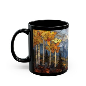 Fall Mountain Mug Aspen Trees Stained Glass Aesthetic Rocky Mountains Coffee Mug Autumn Colorado Aspens Gift for Hiker Camper Nature Lover image 8