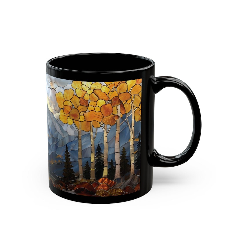 Fall Mountain Mug Aspen Trees Stained Glass Aesthetic Rocky Mountains Coffee Mug Autumn Colorado Aspens Gift for Hiker Camper Nature Lover image 10