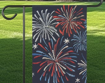 Decorative USA Garden Flag Patriotic House Banner Fireworks July 4th Decoration Americana Yard Sign Patriotism Gift for Independence Day