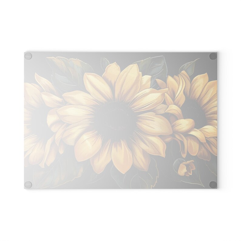 Sunflowers on Black Cutting Board Floral Aesthetic Glass Charcuterie Board Summer Kitchen Decor Sunflower Decoration Useful Gifts for Her image 8