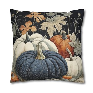 Pumpkins Pillow Cover Navy and White Fall Throw Pillow Faux Suede Soft Cozy Autumn Sofa Accent Harvest Thanksgiving Decor Thoughtful Gift image 5