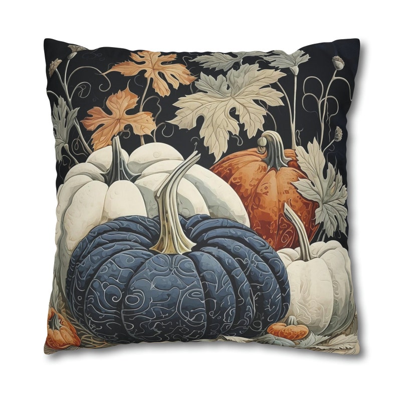 Pumpkins Pillow Cover Navy and White Fall Throw Pillow Faux Suede Soft Cozy Autumn Sofa Accent Harvest Thanksgiving Decor Thoughtful Gift image 5