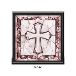 Cross Wooden Jewelry Box Christian Faith Gift Religious Keepsake Memory Organizer Rose