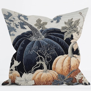 Navy Pumpkin Pillow Cover Faux Suede Soft Cozy Fall Decor Autumn Decor Housewarming Gift Thanksgiving Decoration Harvest Decor