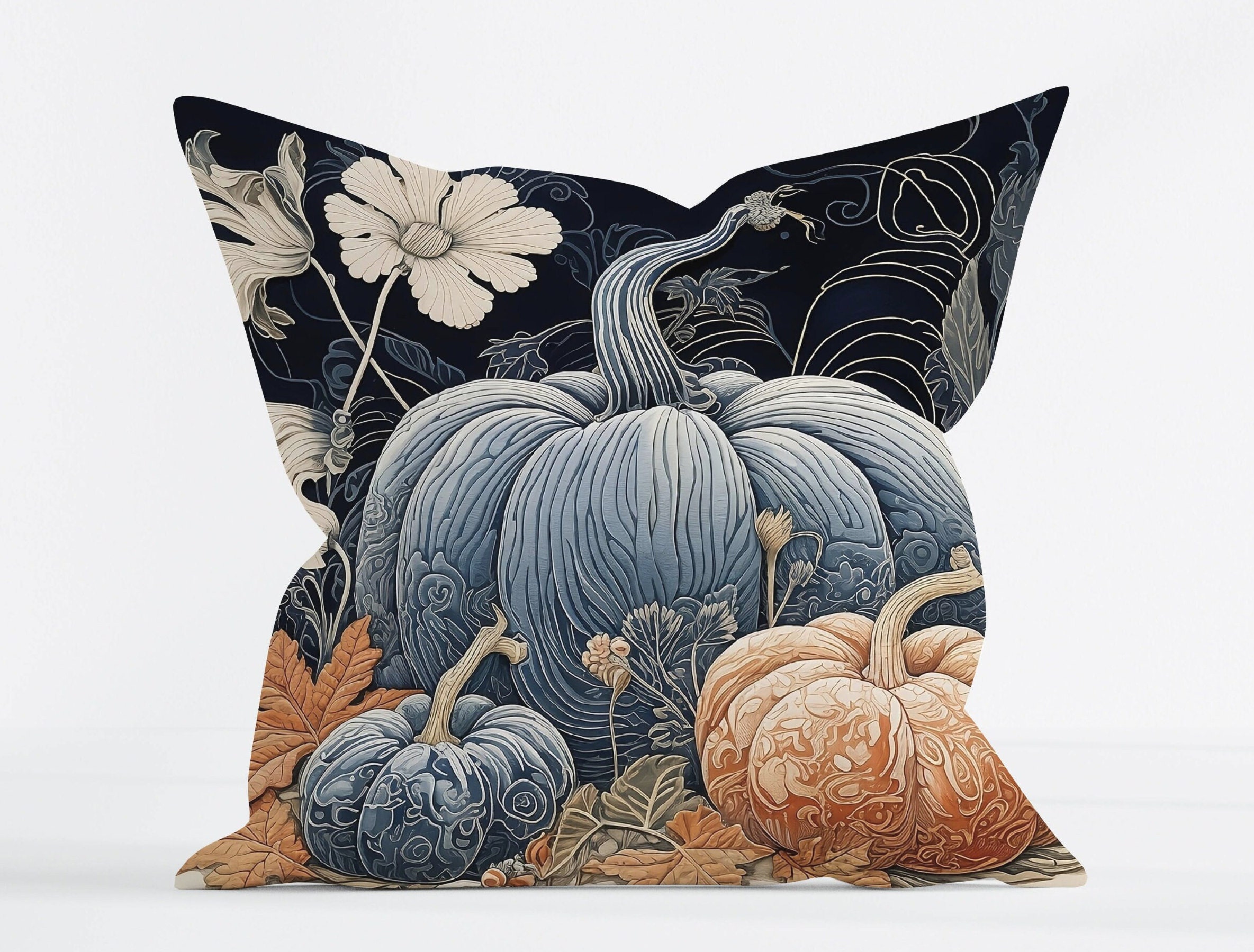 Fall Throw Pillow Cover Blue Pumpkin Pillow Soft Cozy Faux Suede Autumn Throw Pillows Harvest Sofa Accent Thanksgiving Decor Thoughtful Gift
