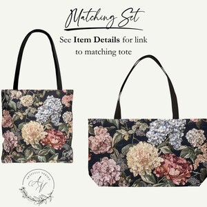 Moody Floral Tote Bag Canvas Book Bag for Women Eco Friendly Shopping Bag Flower Lover Gift Travel Beach Tote Birthday Present for Her image 12