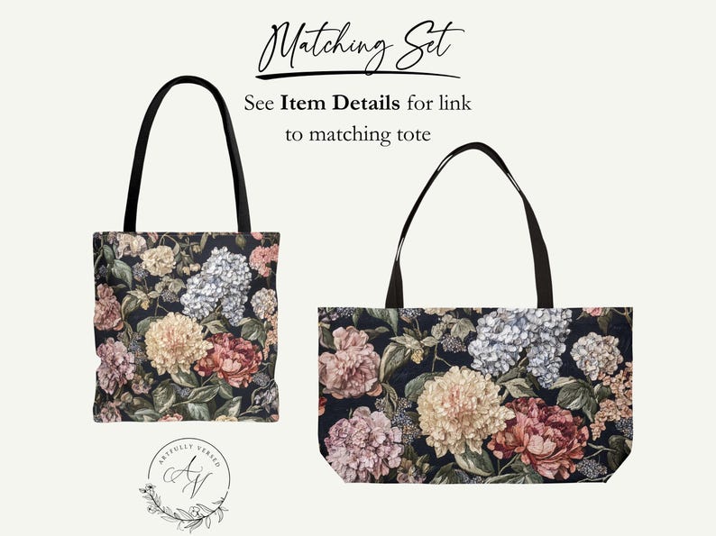 Moody Floral Tote Bag Canvas Book Bag for Women Eco Friendly Shopping Bag Flower Lover Gift Travel Beach Tote Birthday Present for Her image 12