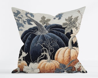 Navy Pumpkin Pillow Cover Faux Suede Soft Cozy Fall Decor Autumn Decor Housewarming Gift Thanksgiving Decoration Harvest Decor