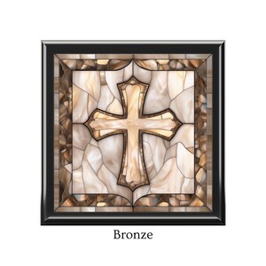 Cross Wooden Jewelry Box Christian Faith Gift Religious Keepsake Memory Organizer Bronze