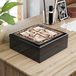 Cross Wooden Jewelry Box Christian Faith Gift Religious Keepsake Memory Organizer Bild 18