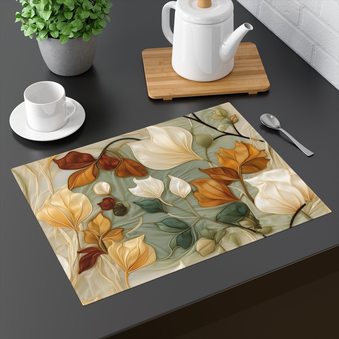 Autumn Cloth Placemat 1 Pc Embroidery Style Thanksgiving Placemat Table