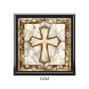 Cross Wooden Jewelry Box Christian Faith Gift Religious Keepsake Memory Organizer Gold