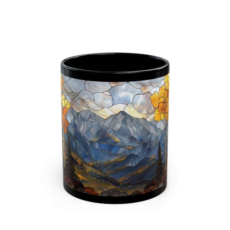 Fall Mountain Mug Aspen Trees Stained Glass Aesthetic Rocky Mountains Coffee Mug Autumn Colorado Aspens Gift for Hiker Camper Nature Lover image 9