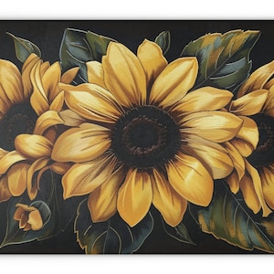Sunflowers on Black Cutting Board Floral Aesthetic Glass Charcuterie Board Summer Kitchen Decor Sunflower Decoration Useful Gifts for Her image 2