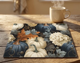 Navy Pumpkins Cloth Placemat: Fall Table Decor for Thanksgiving & Autumn Dining