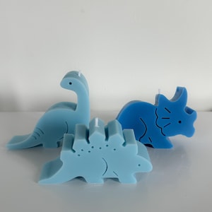 Dino candles - Dinosaurs - Triceratops - Brachiosaurus - Stegosaurus - Children's birthday party - Blue