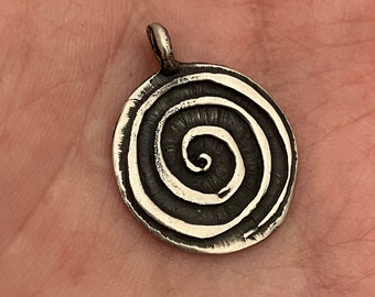 Vintage Silver handmade swirl and sun pendant