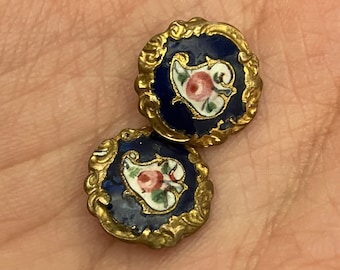 Wonderful antique Victorian gilded, enamel and painted collectible buttons