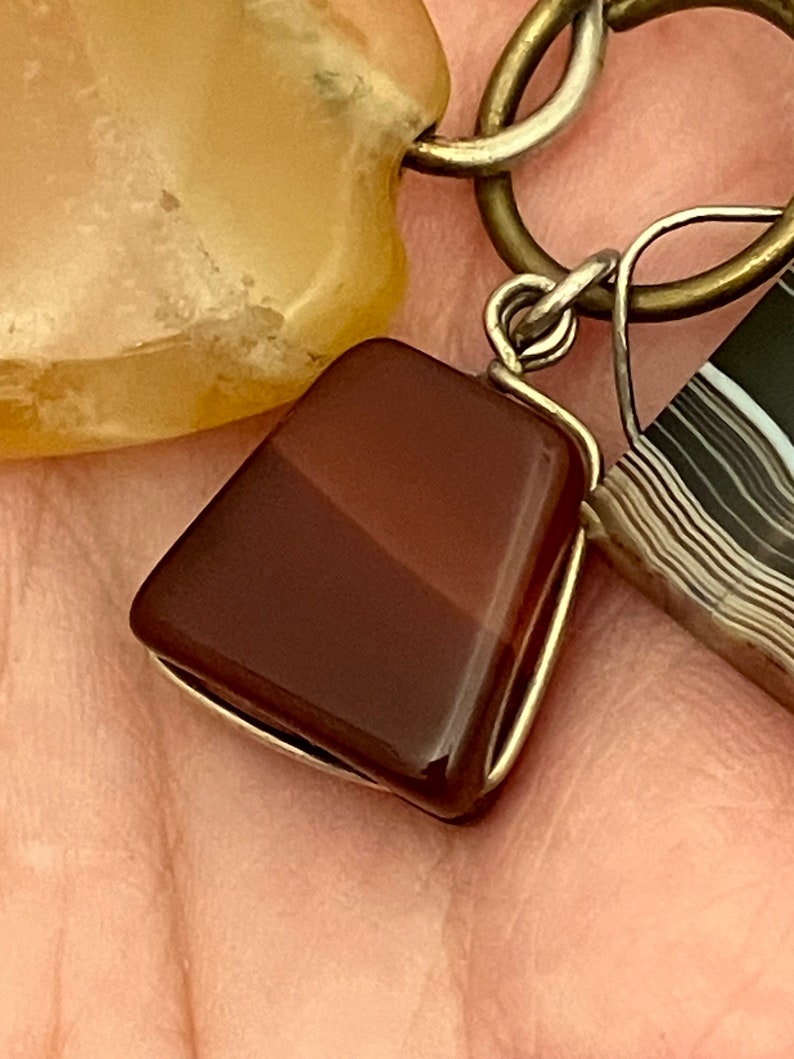 Lot of Three Large Antique Gemstone Pendants, Featuring Large Yellow