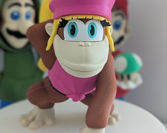 Von Dixie Kong inspirierte 3D gedruckte Display-Figur - Popkultur-Kunst-Sammlerstück - PLA-Skulptur